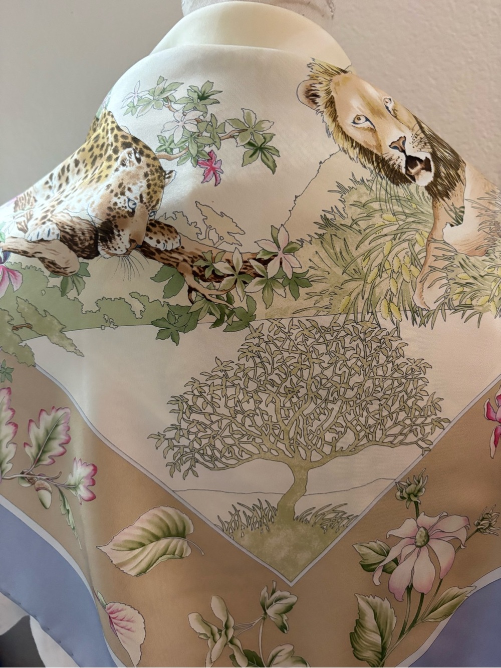 Carlisle Safari Animal Print Silk Scarf in Beige, Lavender, Green, Pink
